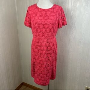 Talbots Pink Lace Crochet Midi Spring Summer Dress Women 10 Large